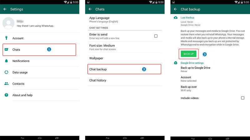 Резервное копирование Android WhatsApp с Google Drive