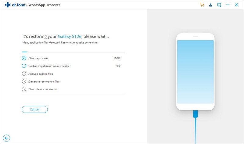 transférer WhatsApp de l'iPhone vers le transfert Samsung S20