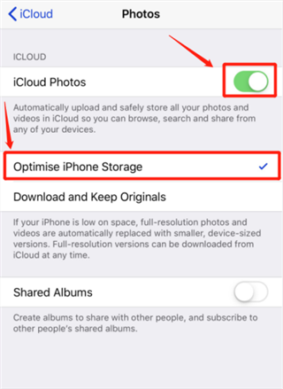 Turn on iCloud to recover iPhone photos