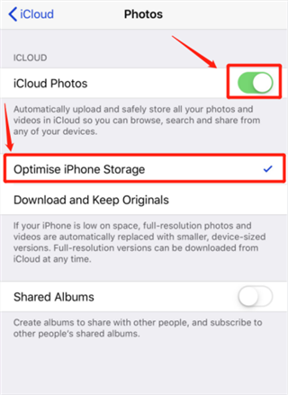 iPhoneの写真を復元するにはiCloudをオンにします