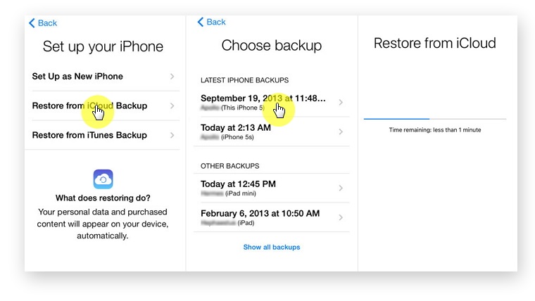 restore iCloud data - recover data afer ios 15 update