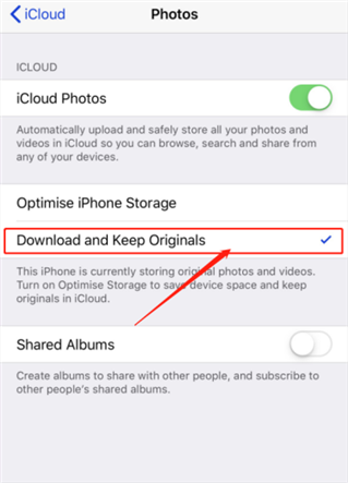 iCloud - Download and Keep Originals