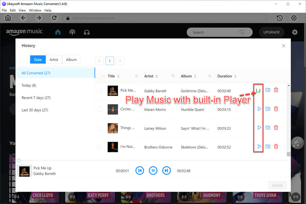 get output amazon music songs