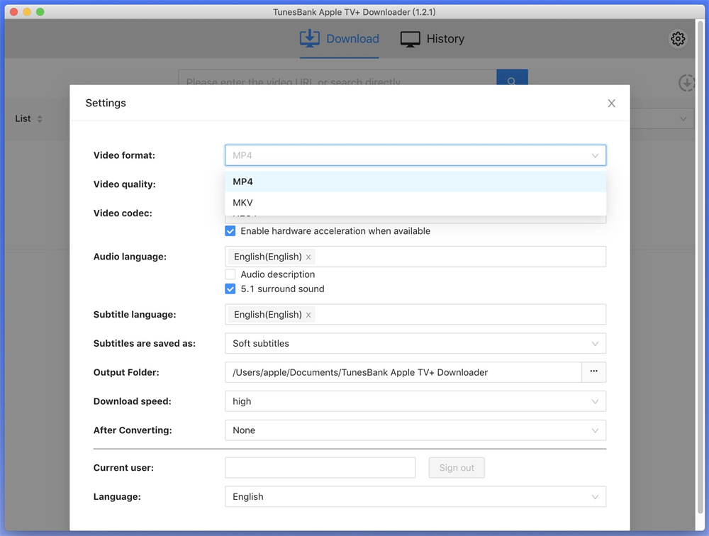 customize output settings